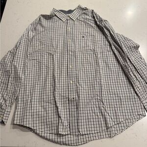 Izod Men's Checkered Black and White Shirt